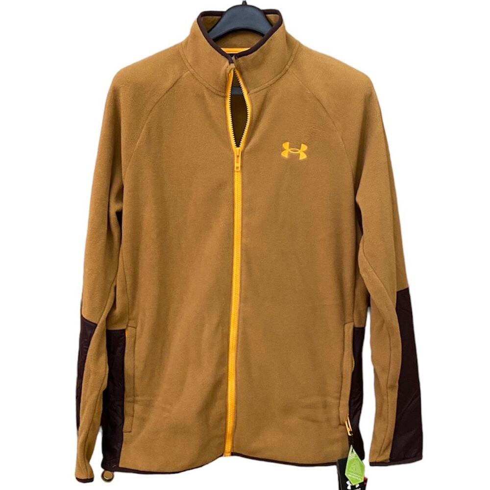 Under Armour Polartec Spicy Mustard Brown Orange Fleece Jacket Size M